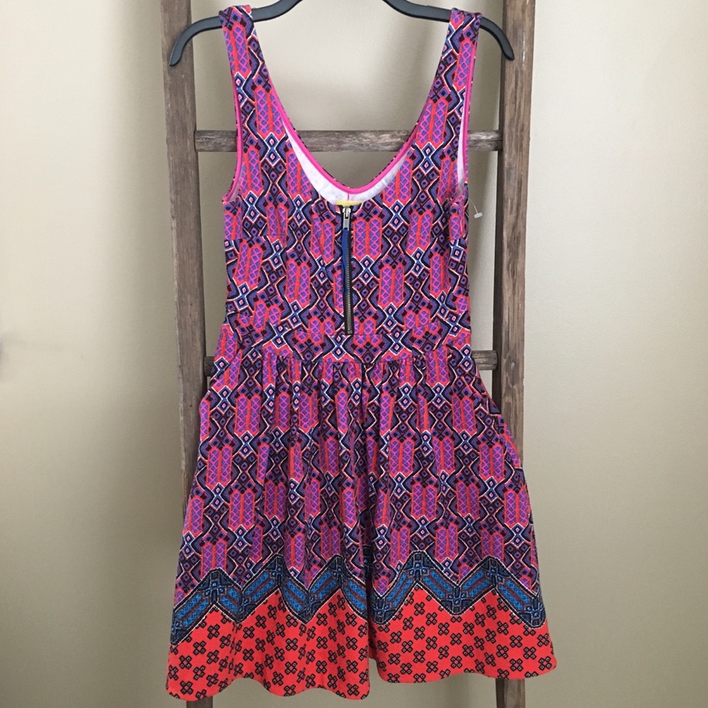 Anthropologie Maeve geometric fit and flare dress